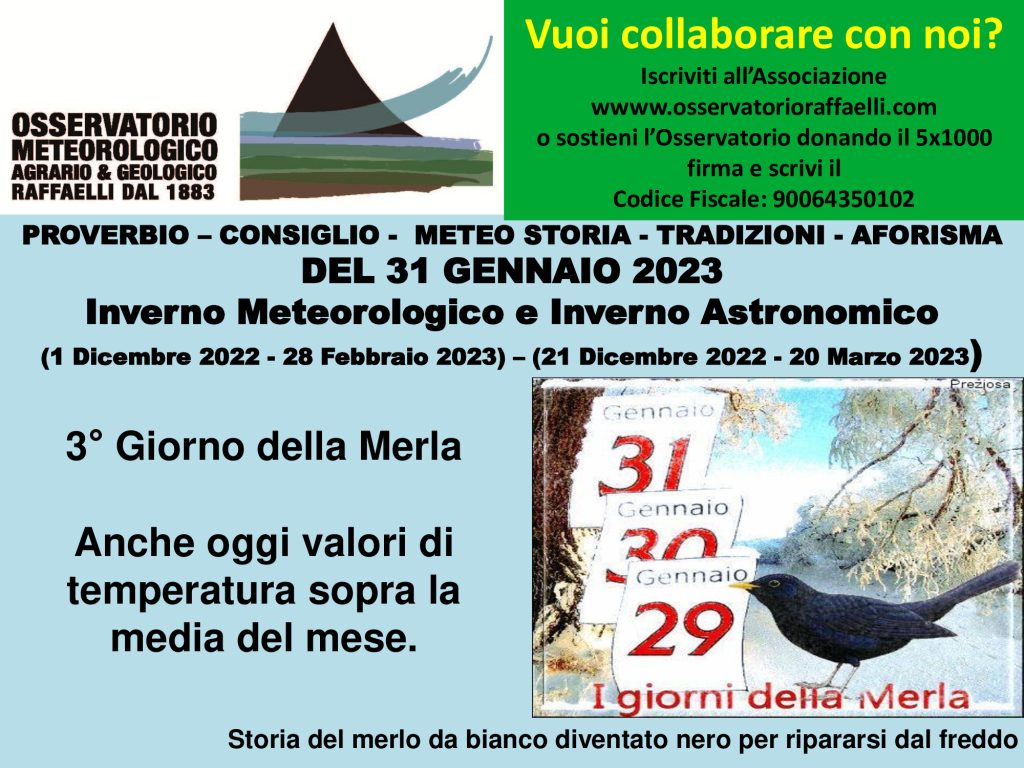 Proverbio del 31 Gennaio 2023